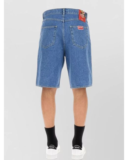 KENZO Blue Denim Bermuda Shorts Himawari Belt Loops for men