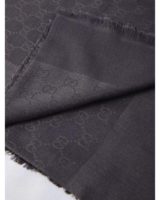Gucci Blue Wool Silk Jacquard Scarf for men