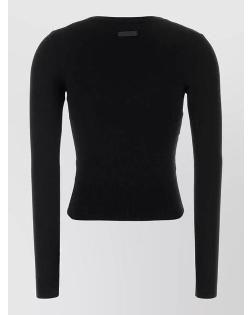 Moschino Black Viscose Blend Slim Fit Round Neck Sweater