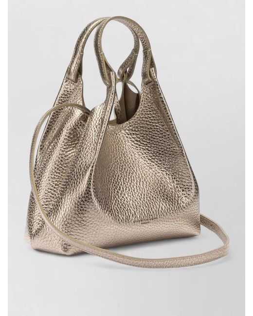 Gianni Chiarini Natural Tote Bag Metallic Look Detachable Strap
