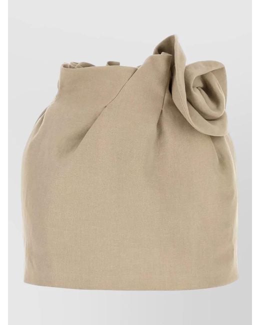 Magda Butrym Natural Linen Blend Sleeveless Top High Neck Bow