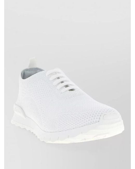 Kiton White Knit Low-Top Sneakers for men
