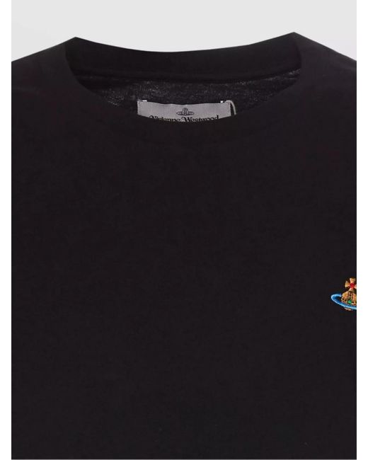 Vivienne Westwood Black Cotton Logo-Embroidered T-Shirt for men