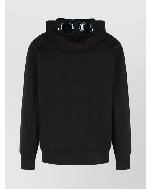 C P Company Black Cotton Zip Hoodie for men