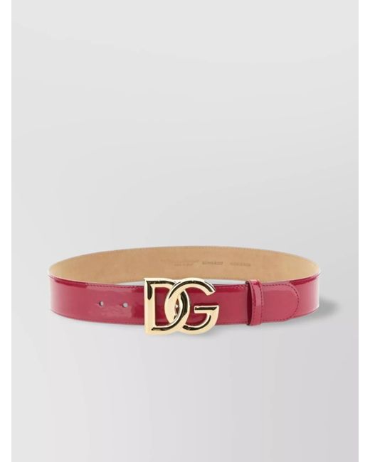 Dolce & Gabbana Pink Adjustable Thin Belt With-Tone Buckle And Smooth Finish