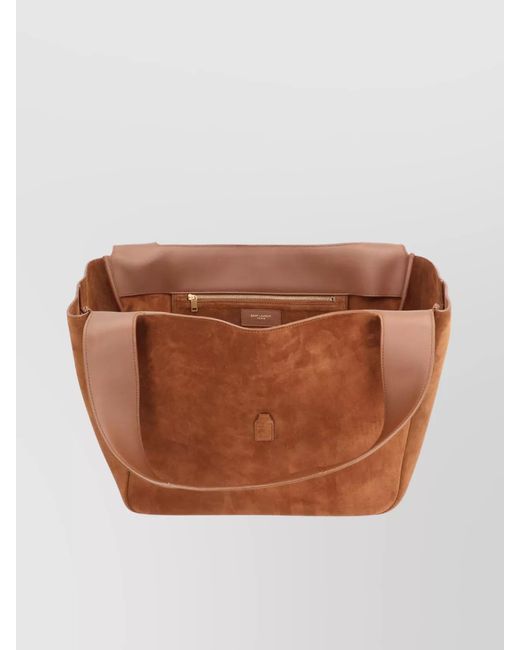 Saint Laurent Brown 5 To 7 Tote Bag