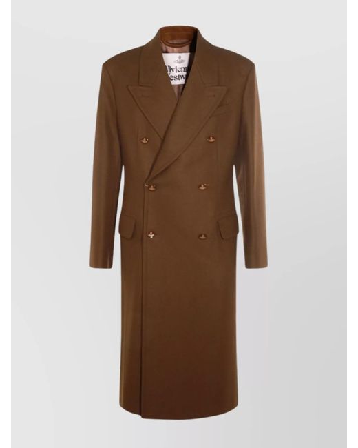 Vivienne Westwood Brown Long Coat With Flap Pockets And Back Vent for men
