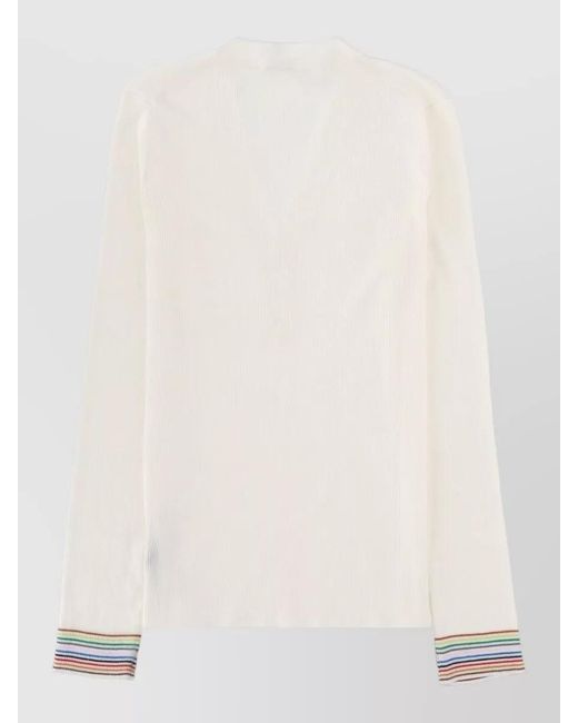 Paul Smith Natural V-Neck Knitted Top