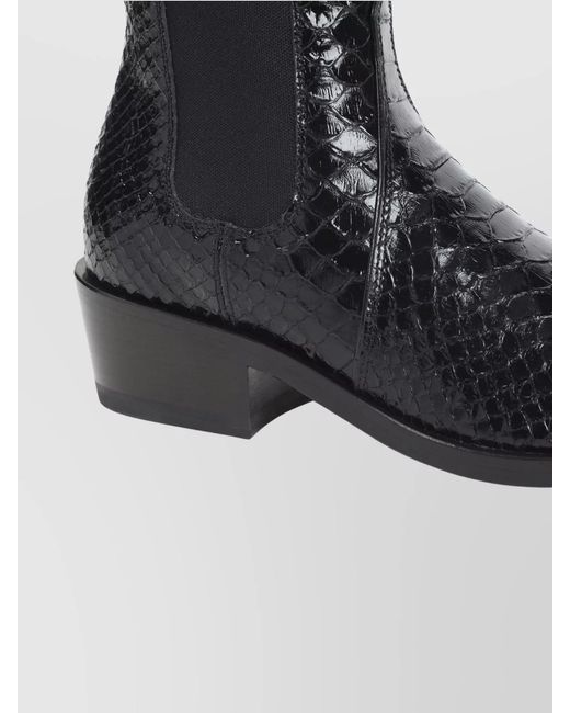 Tom Ford Black Snake-Effect Leather Ankle Boots