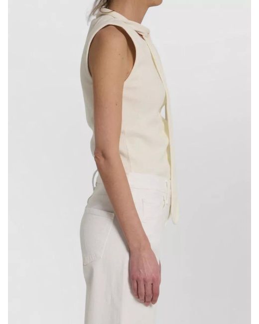 Lemaire White Ribbed Asymmetric Slim-Fit Tank Top