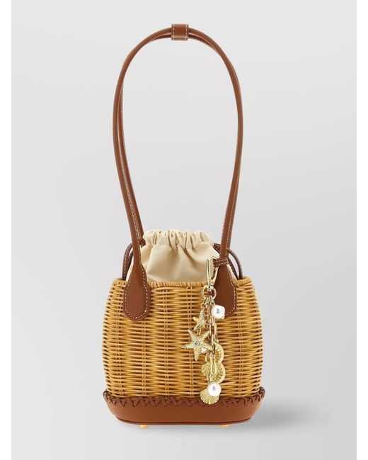 Self-Portrait Metallic Rattan Shoulder Bag