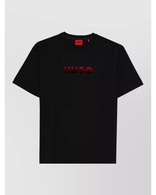 HUGO Black Crew Neck Short Sleeve Logo Print T-Shirt for men