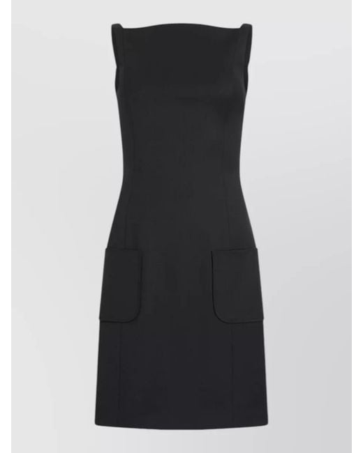 Patou Black Virgin Wool Knee-Length Dress