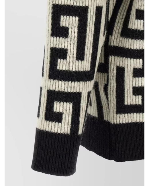 Balmain Black Monogram V Neck Mid Length Cardigan for men