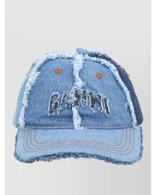 Ganni Blue Patchwork Denim Cap