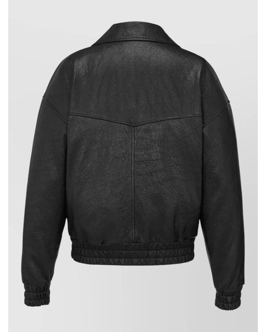Saint Laurent Black Lambskin Jacket Textured Stand Collar for men
