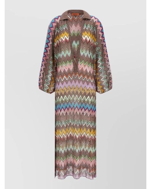 Missoni White Long Sleeve Sheer Beach Shirt Dress