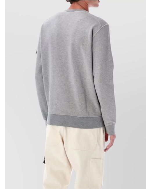Stone Island Gray Organic Cotton Fleece Crew Neck Sweater for men