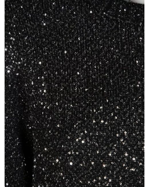 Golden Goose Deluxe Brand Black Sequined Wool Blend Ribbed Crew Neck Jumper