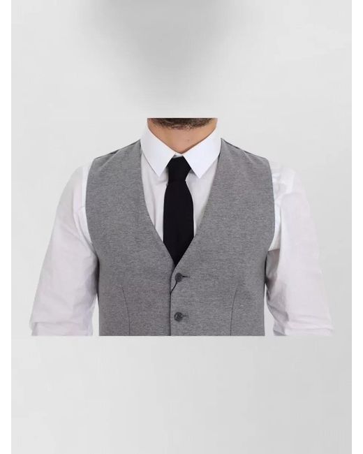 Dolce & Gabbana Gray Cotton Stretch V-Neck Dress Waistcoat for men