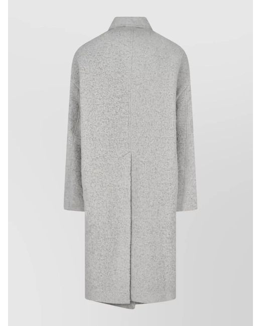 Rick Owens Gray Alpaca Wool Single Breasted Coat for men