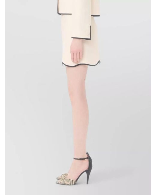 Valentino Natural Wool Silk Blend Skirt Button Trim