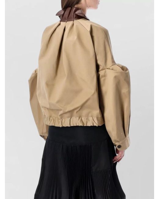 Sacai Natural Chino Bomber Jacket Long Sleeves Contrast Collar