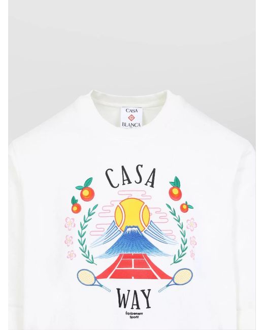 Casablanca White Organic Cotton Ribbed Long-Sleeve Sweatshirt for men