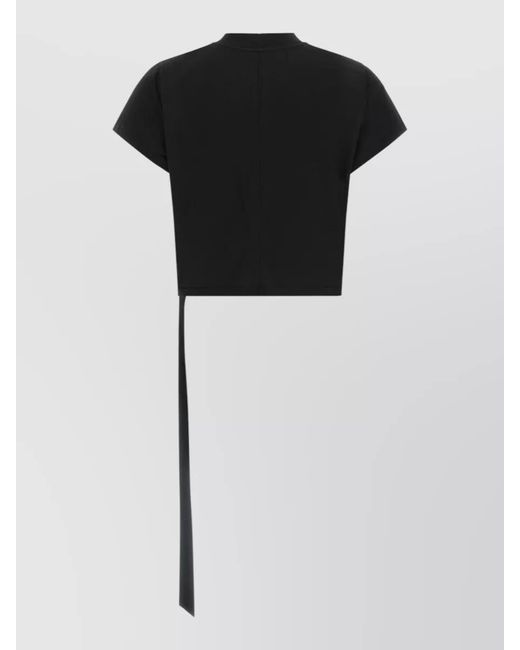 Rick Owens Black Cotton Cropped T-Shirt