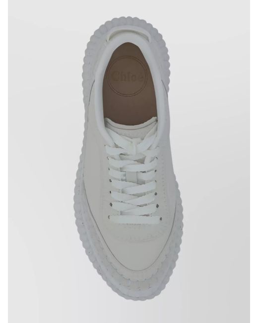 Chloé Gray Leather Low-Top Sneakers
