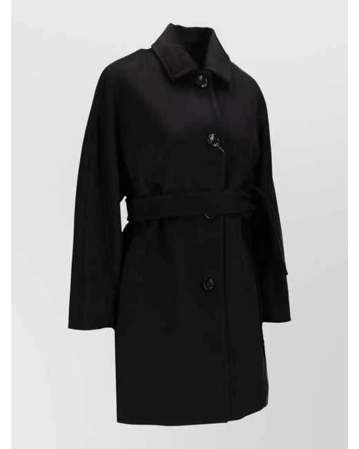 Max Mara Black Camel Hair Single Breasted Coat