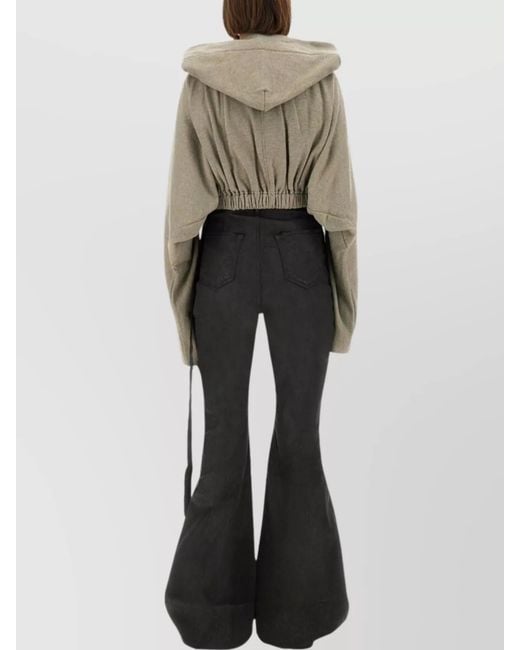 Rick Owens Gray Cropped Hooded Sweatshirt