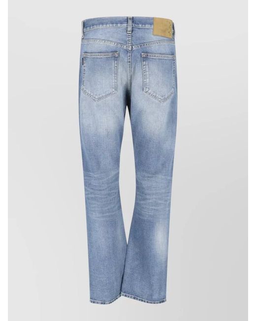 Haikure Blue Straight Jeans Belt Loops Contrast Stitching for men
