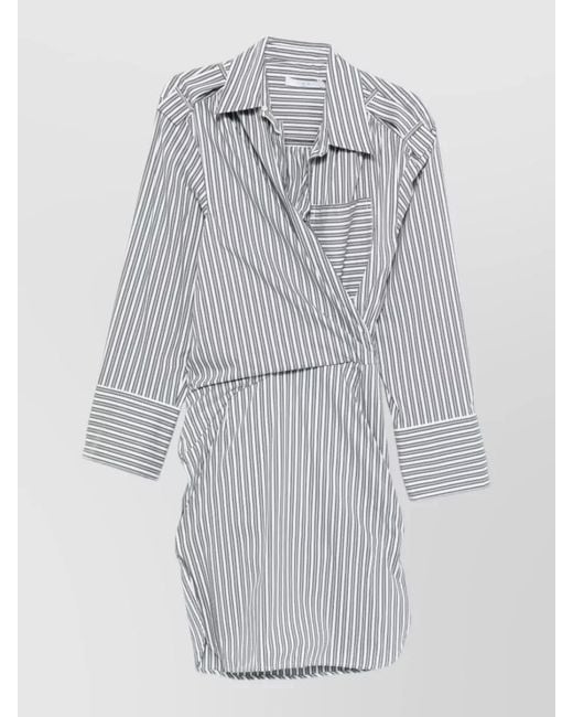 IRO Gray Striped Wrap Knee-Length Dress