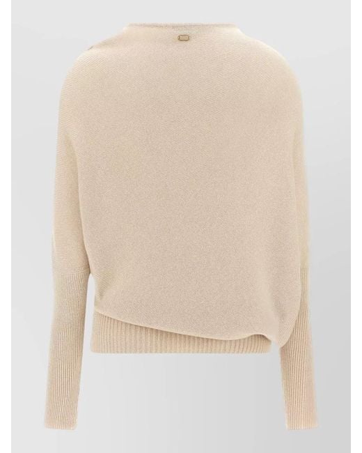 Agnona Natural Cashmere Asymmetric Boat Neck Sweatshirt