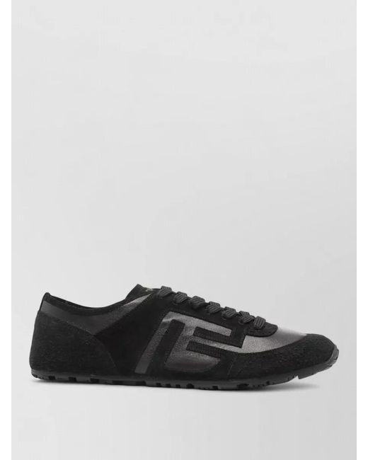 Balmain Black Leather Low-Top Sneakers for men