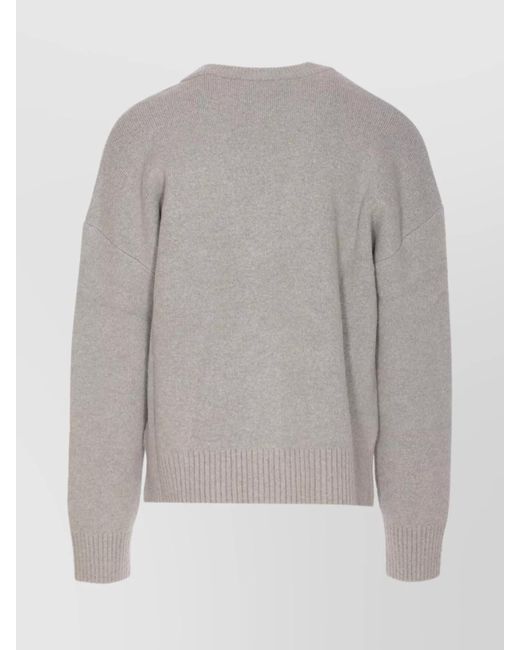 AMI Gray Alpaca Blend V-Neck Cardigan for men