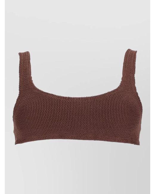 Mc2 Saint Barth Brown Crinkled Bikini Top