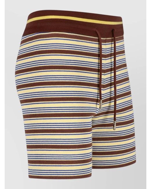 Fendi Multicolor Straight Shorts Elastic Waistband Ribbed Striped