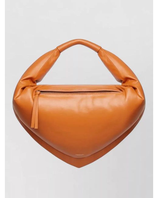 FEDERICO CINA Orange Calf Leather Shoulder Bag Detachable Strap