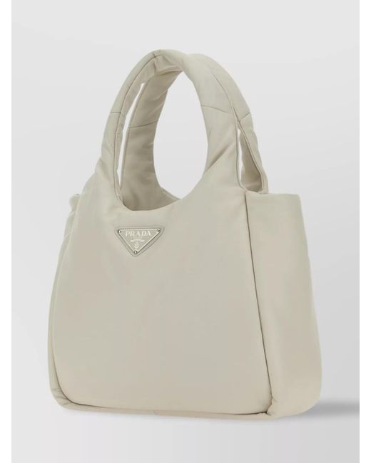 Prada White Lamb Leather Shoulder Bag