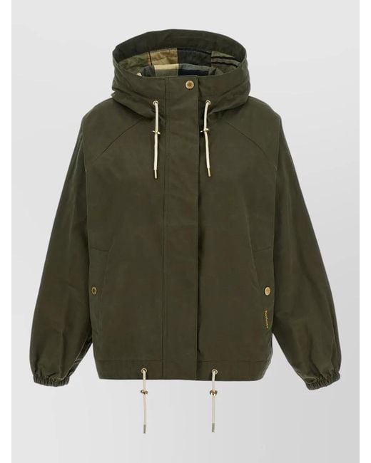 Barbour Green Hawkridge Hooded Rain Jacket Drawstring Hem