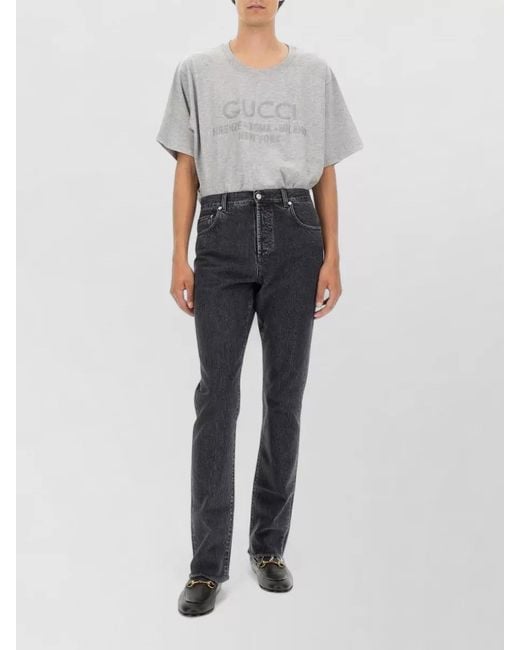 Gucci Gray Denim Pants Label Detail Five Pockets for men