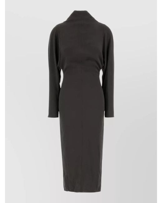 Giorgio Armani Black Stretch Crepe Dress V Neck Long Sleeves