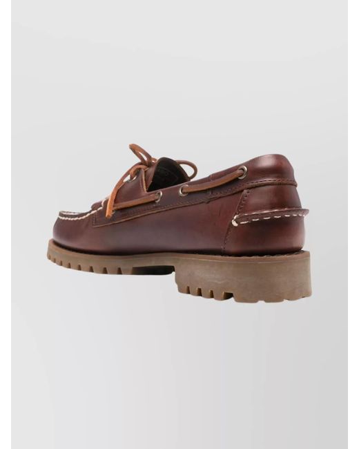Sebago Brown Round Toe Brogues With Eyelet And Stitching for men
