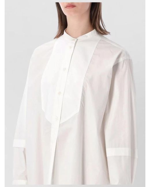 Studio Nicholson White Smoking Shirt Dress Collar Cuff Detail