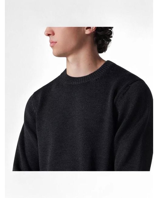 Roberto Collina Black Knit Sweater Ribbed Neckline Cuffs Hem for men