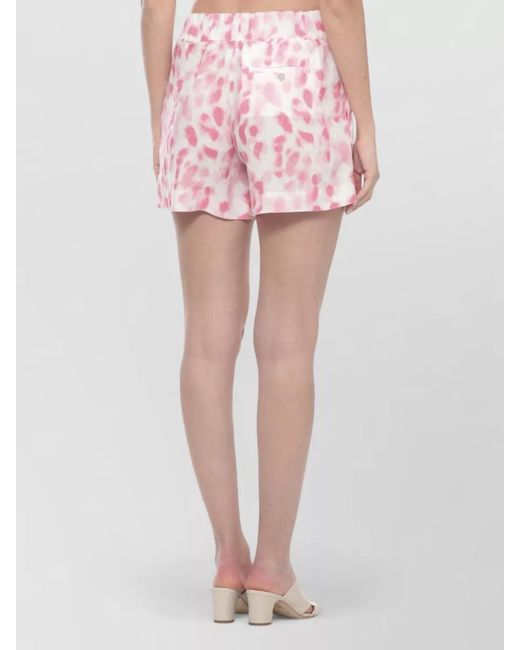 120% Lino Pink Printed Linen Shorts