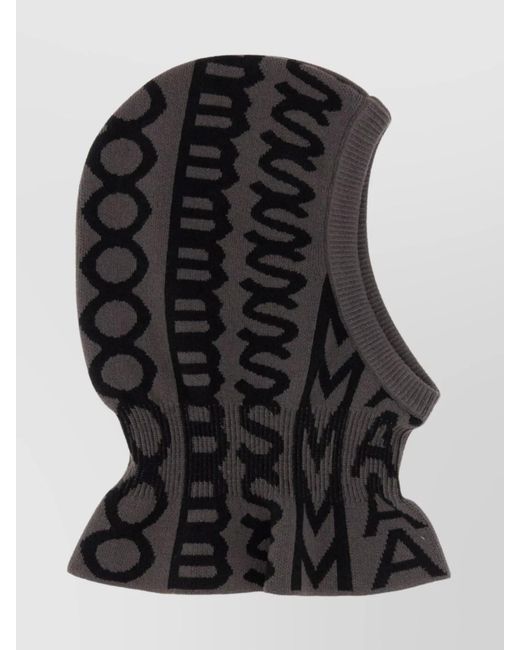 Marc Jacobs Black Wool Logo-Pattern Balaclava