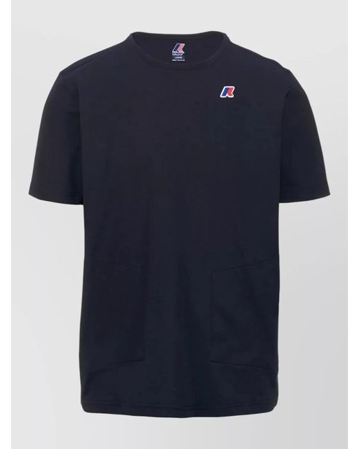 K-Way Blue Travel Cotton Blend Regular Fit Tshirt